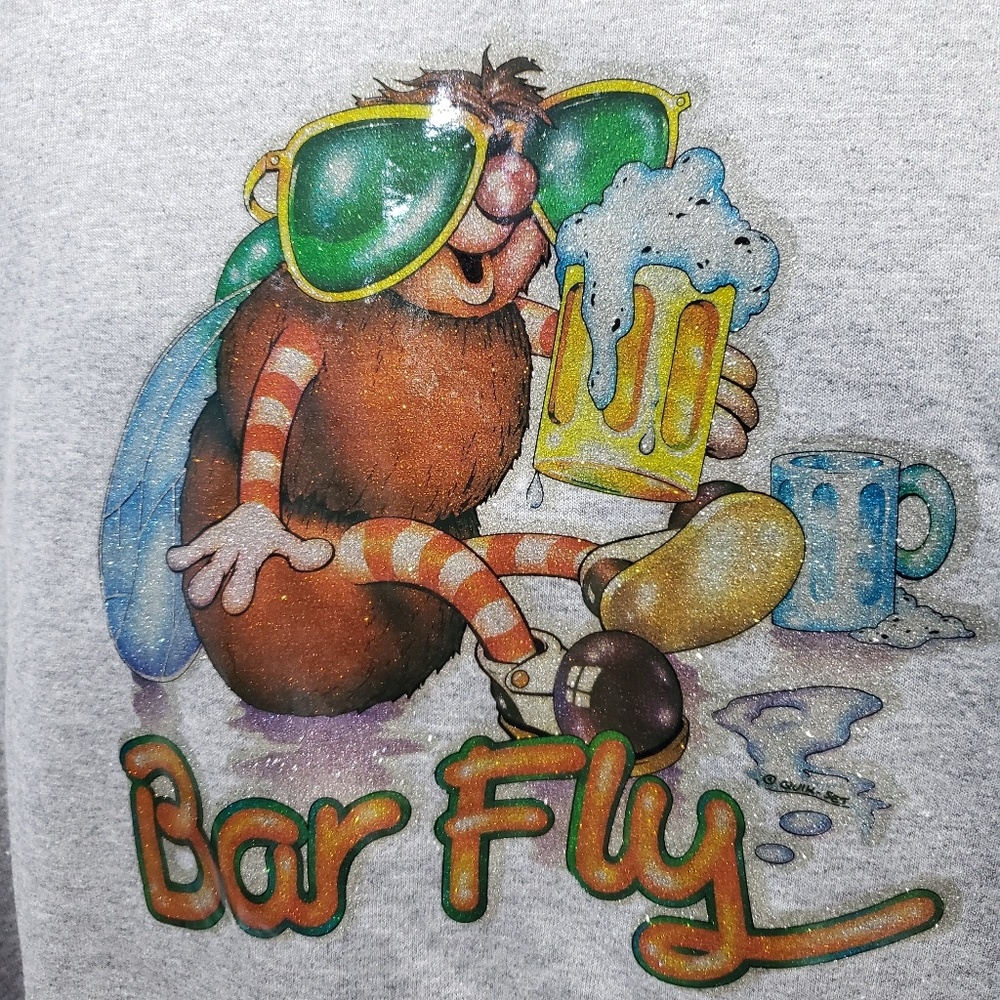 Vintage Roach Heat Transfer Tee - Bar Fly Adult XL